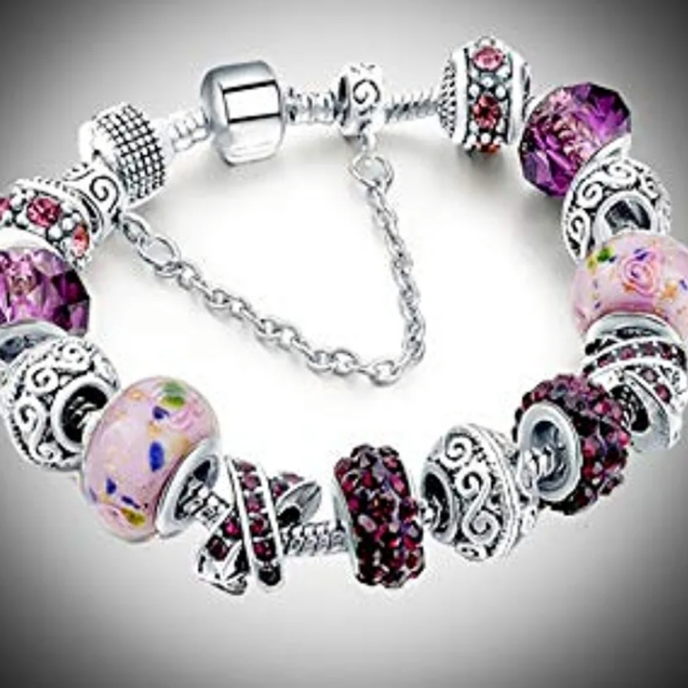 Sterling silver Pandora charm bracelet